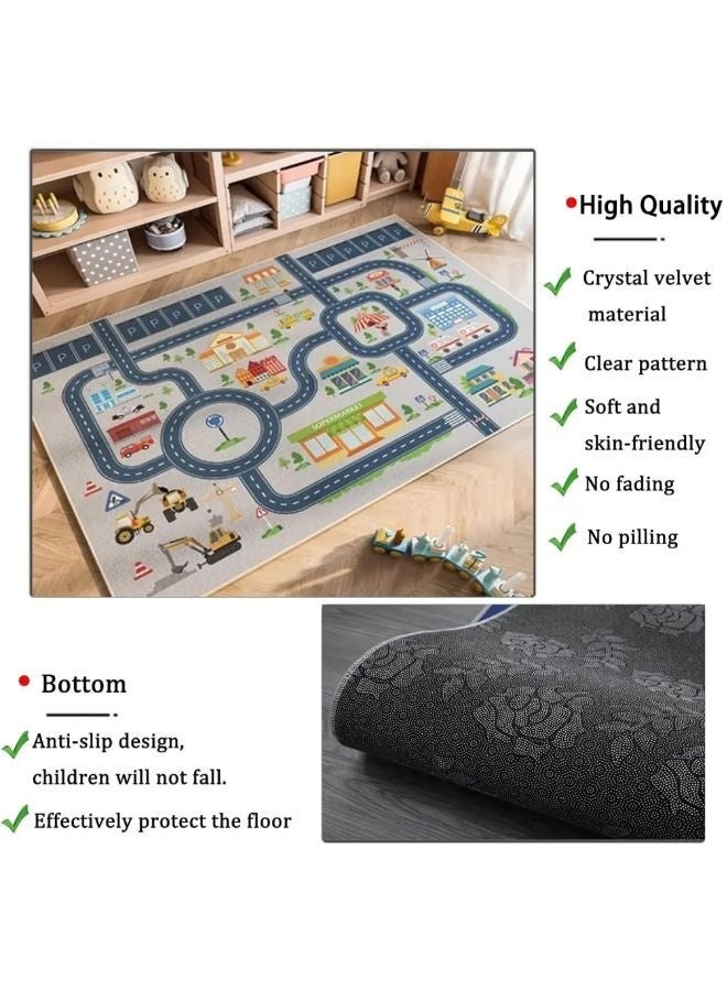 Vixplorn Newborn Games Rug Mat Carpet, Car Rugs for Kids Toy Cars, Non Slip Floor Mats for Kids, Educational Area Play Rugs for Kids Playroom Bedroom， Children's Educational Fun Carpet  120*160cm - Image 2